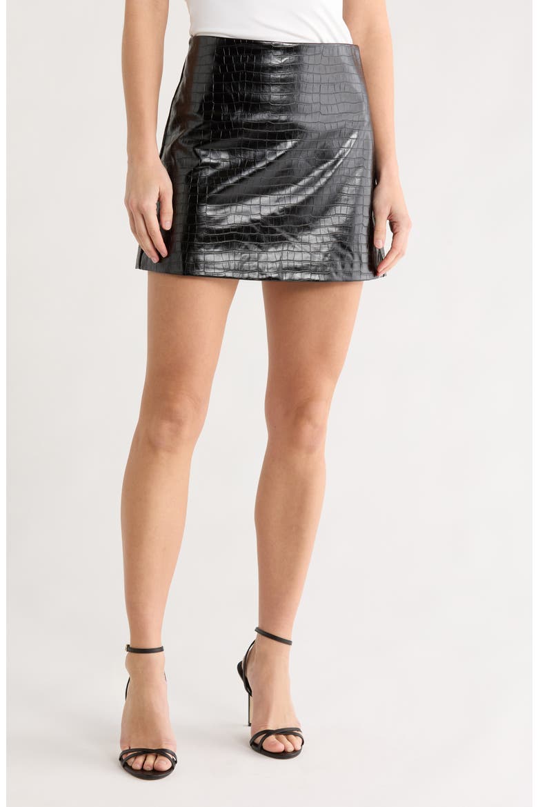 Faux Leather Miniskirt, Main, color, BLACK