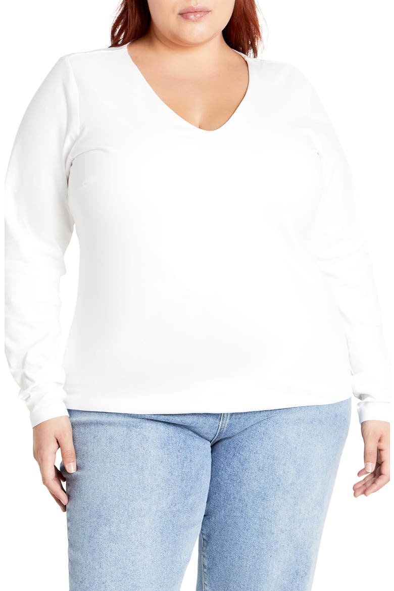 Annie V-Neck Top, Main, color, WHITE