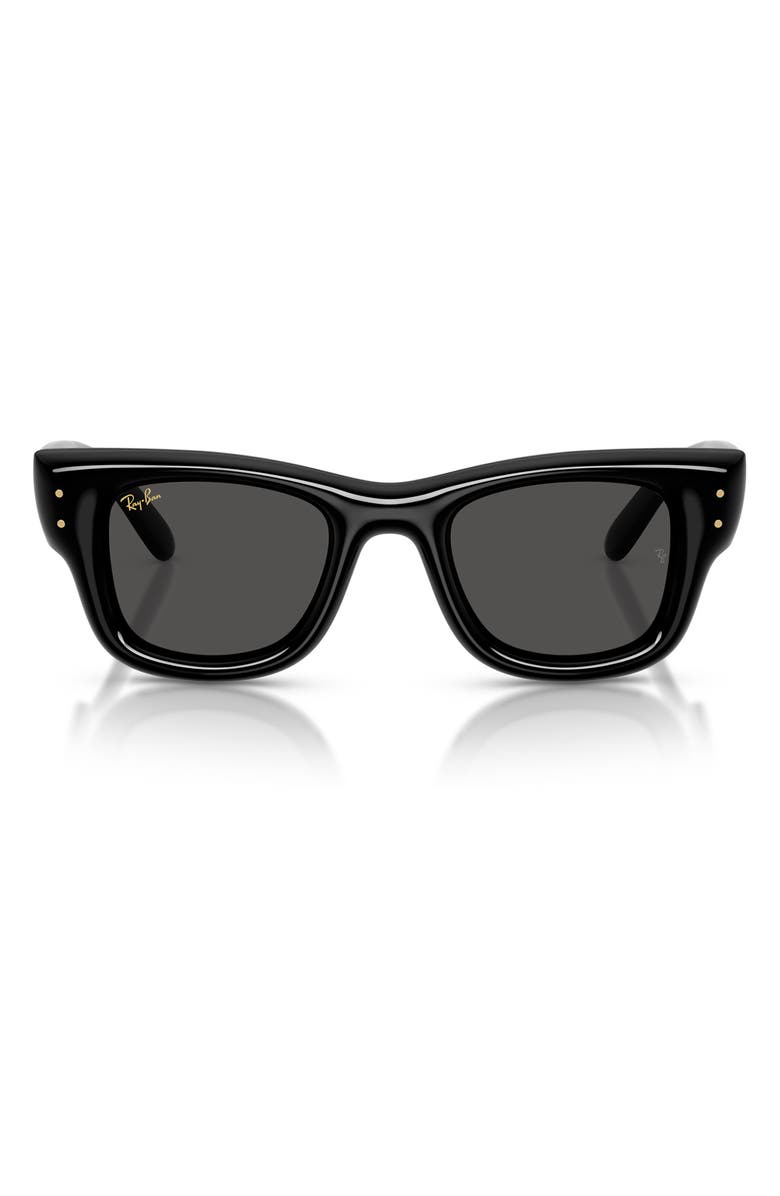 Ray-Ban Wayfarer Puffer 47mm Square Sunglasses, Main, color, Black / Dark Grey