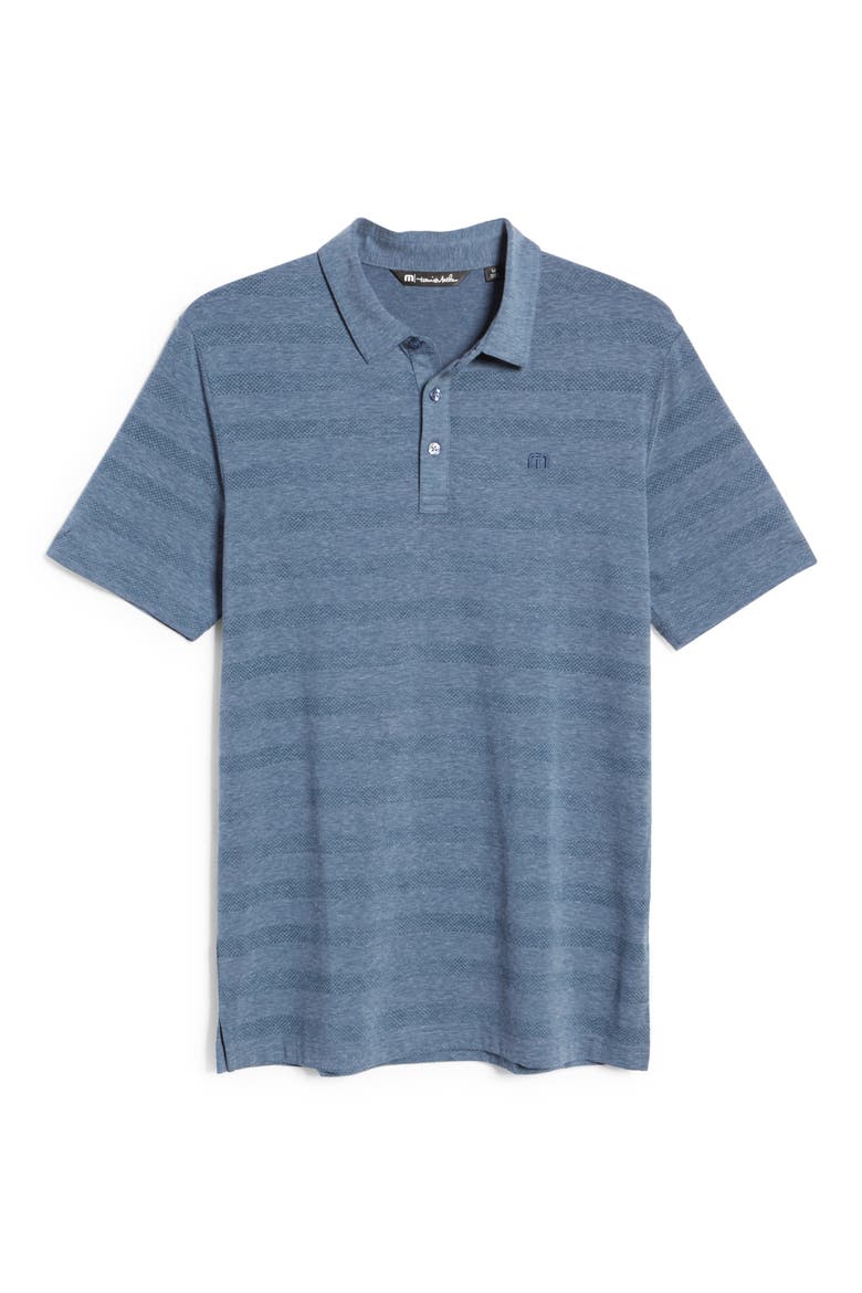 Heater Stripe Short Sleeve Performance Polo, Alternate, color, HEATHER DARK DENIM
