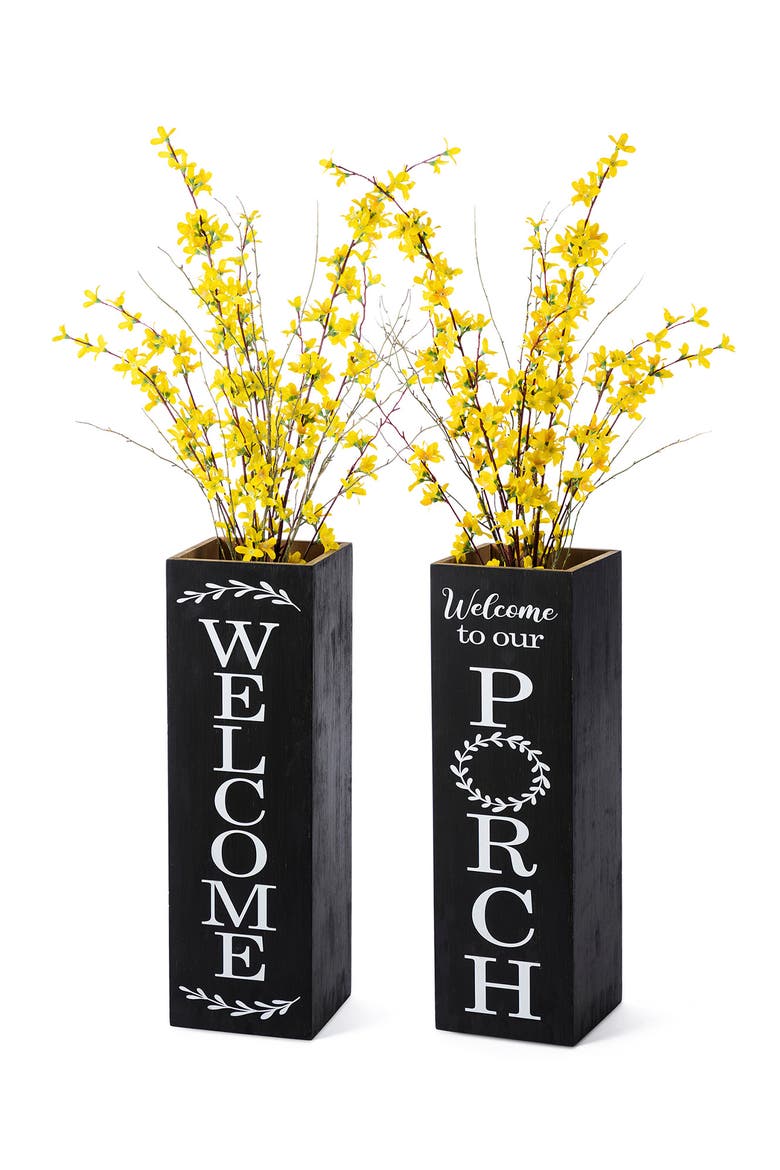 24"H Double Sided Solid Wood Boxed Welcome or Porch Sign, Alternate, color, Black