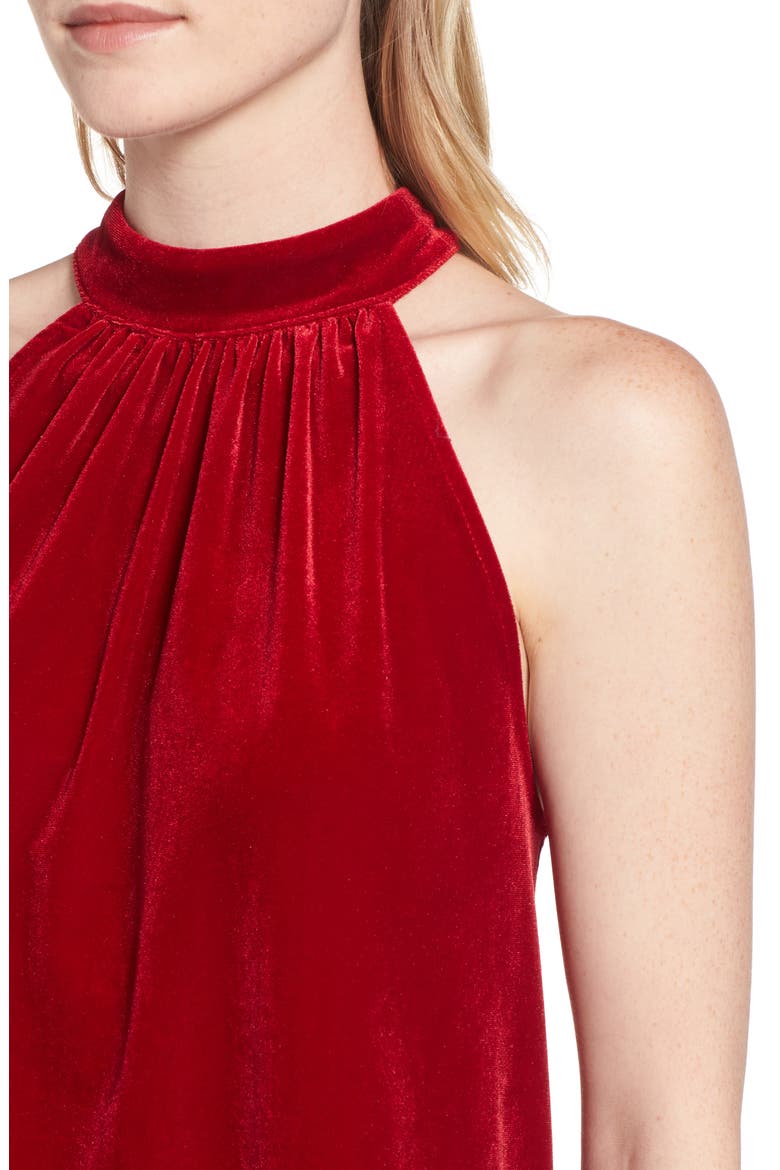 Gibson x Glam Squad Dede Velvet Tie Back Halter Top (Nordstrom Exclusive), Alternate, color, RED