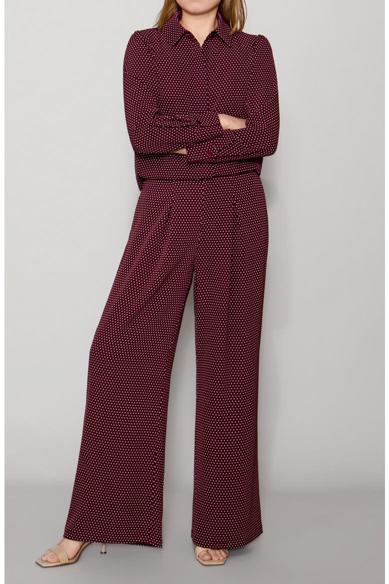 Luxe Crepe Wide Leg Pants, Alternate, color, TAWNY PORT DOT