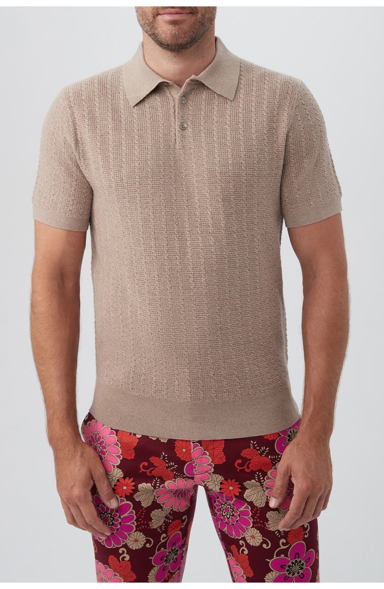 MR TURK Asher Textured Knit Polo, Main, color, Taupe