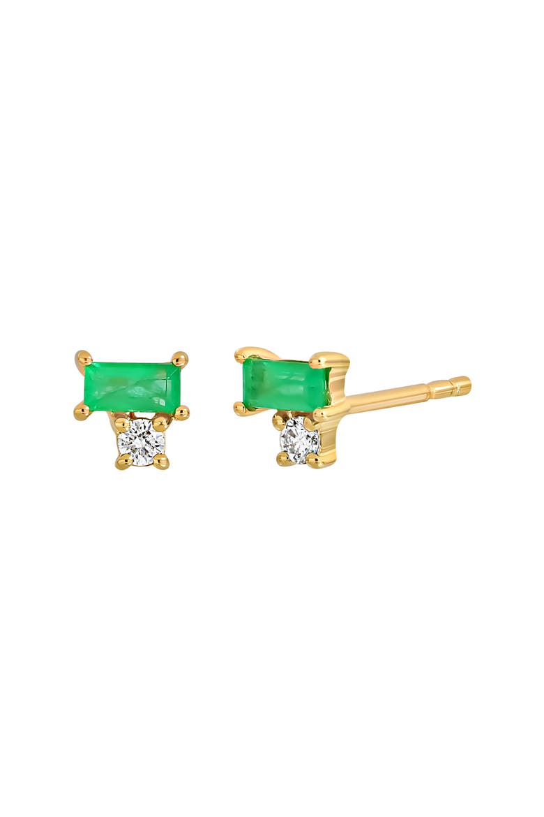 El Mar Stud Emerald & Diamond Earrings (Nordstrom Exclusive), Main, color, 18KY