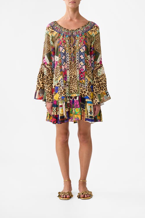 Camilla A Line Frill Dress Embroidered Ever After In Multi