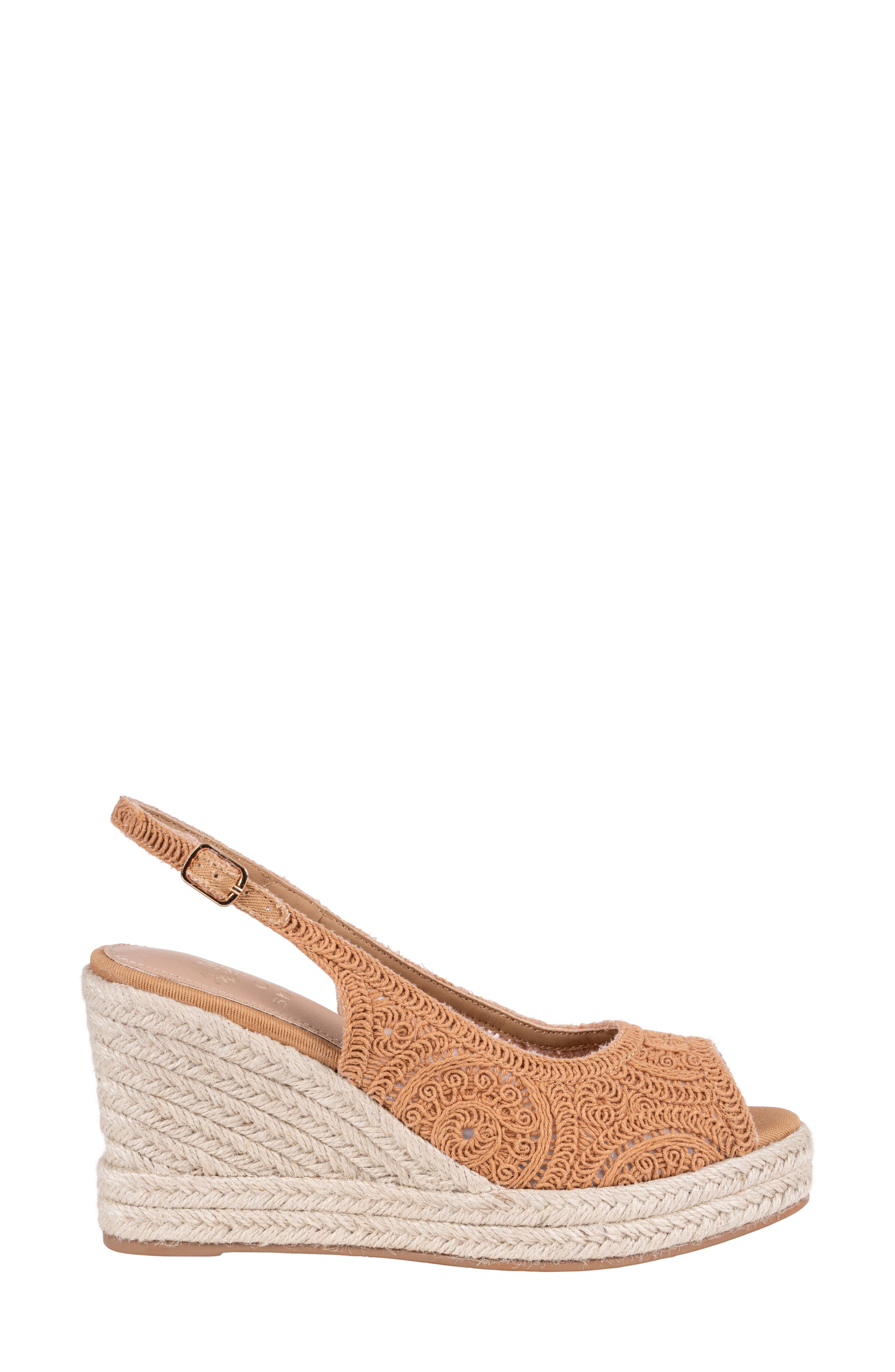 GOOD CHOICE NEW YORK Bowery Lace Espadrille Wedge Slingback Sandal, Alternate, color, Tan