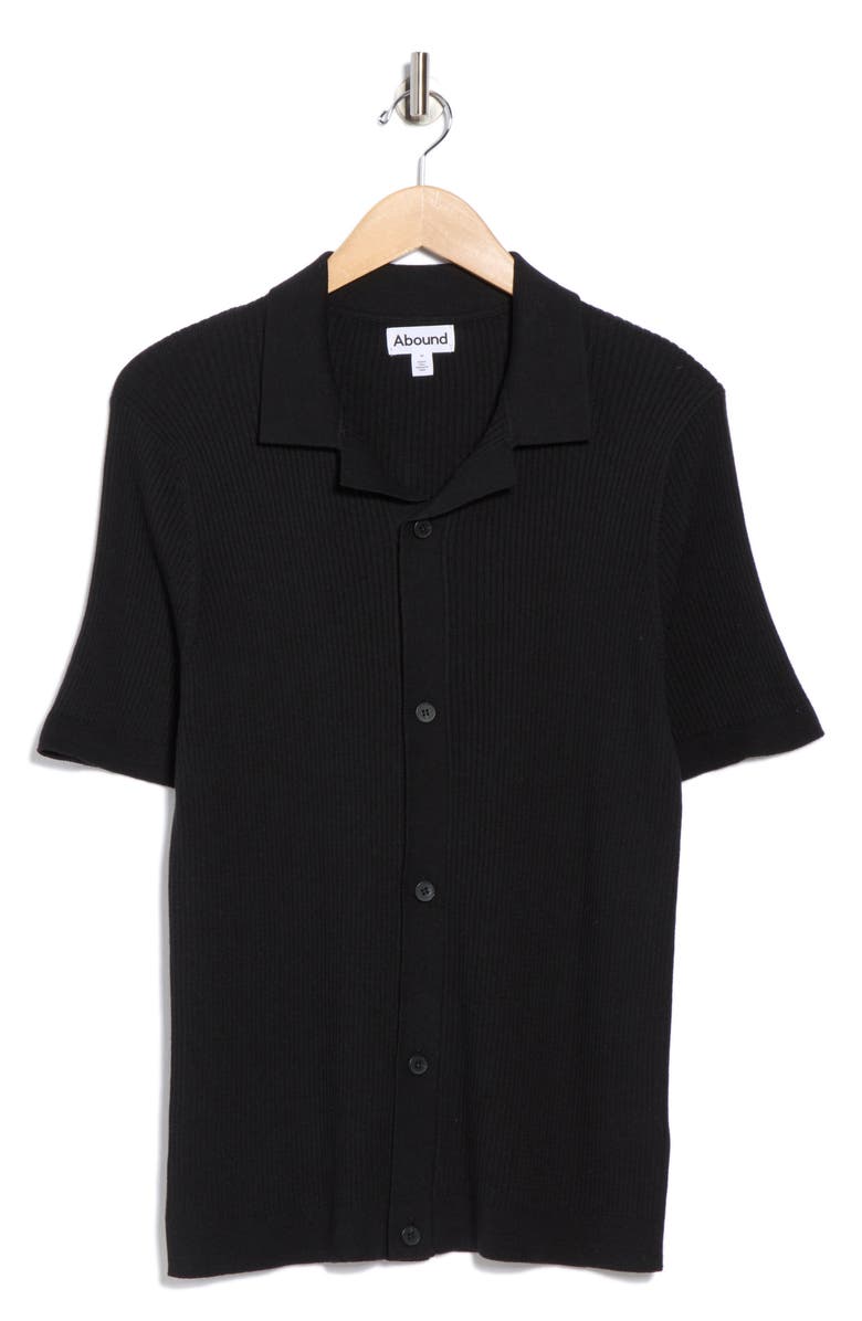 Abound Short Sleeve Button-Up Sweater, Alternate, color, Black
