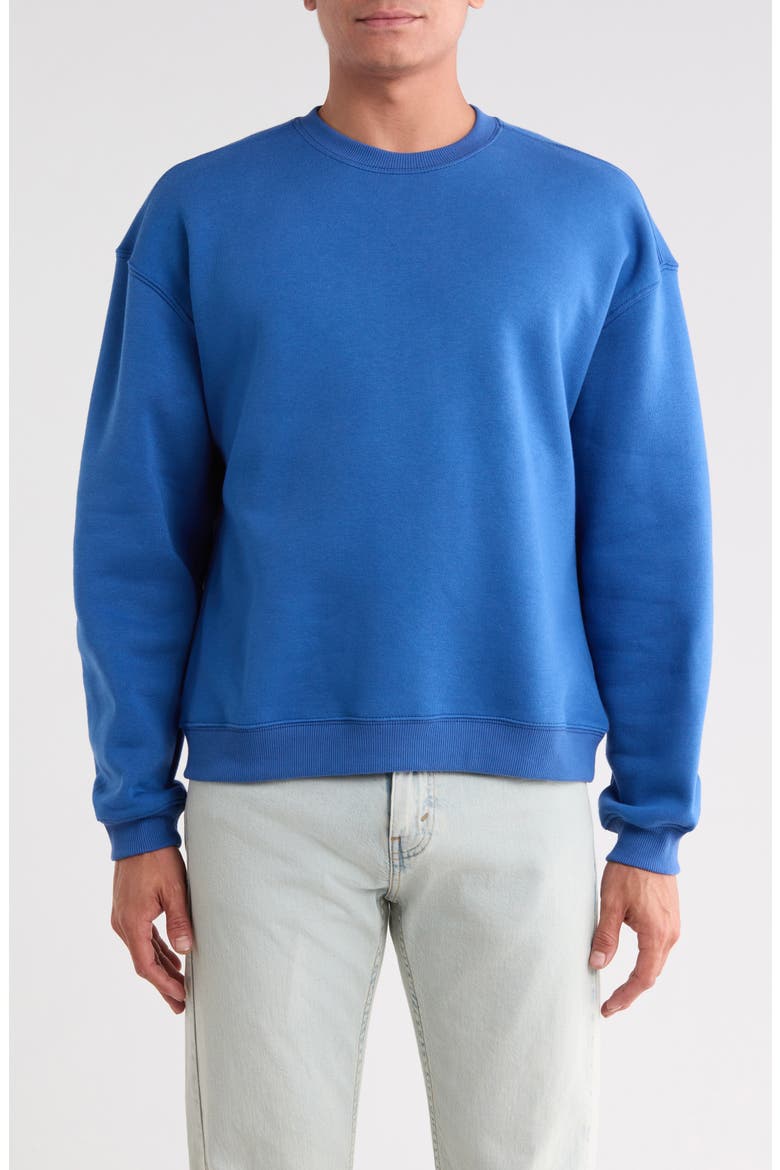 Boxy Terry Crewneck Sweatshirt, Main, color, BLUE NOUVEAN