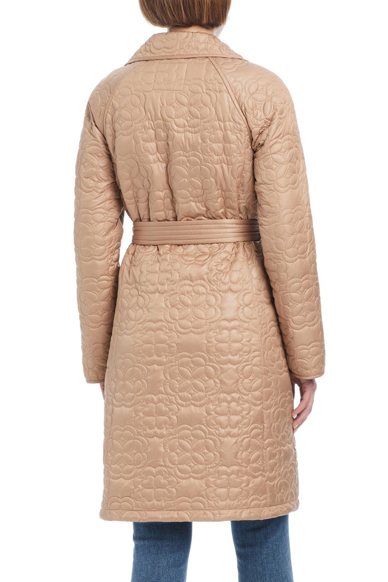 belted quilted coat, Alternate, color, CAMEL