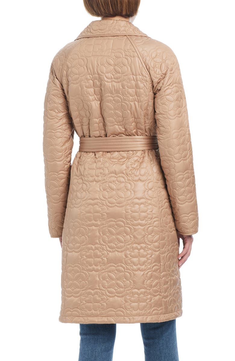Kate Spade New York belted quilted coat, Alternate, color, Camel
