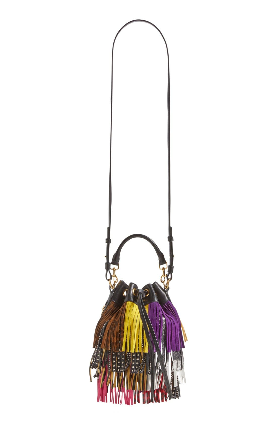 Saint Laurent 'Emmanuelle' Suede Fringe Bucket Bag, Alternate, color, 