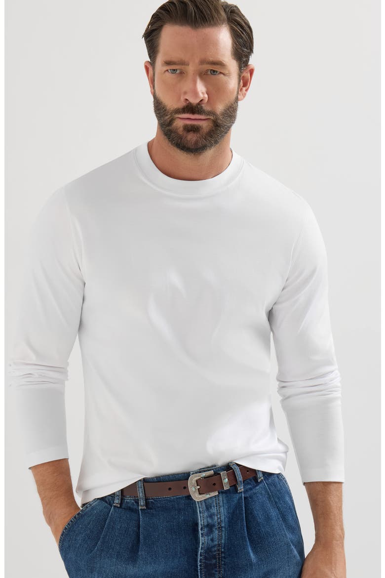 Cotton jersey long sleeve crew neck T-shirt, Alternate, color, White