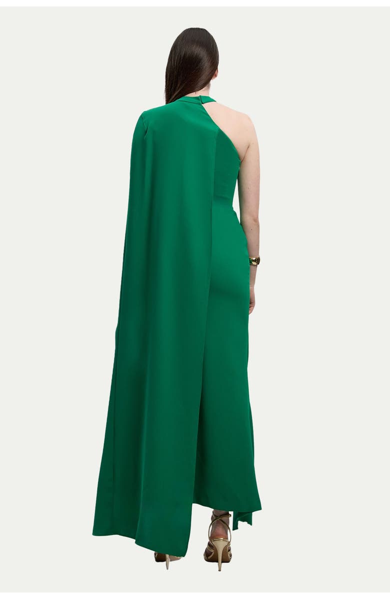 Karen Millen One Shoulder Cape Sleeve Maxi Dress, Alternate, color, Green