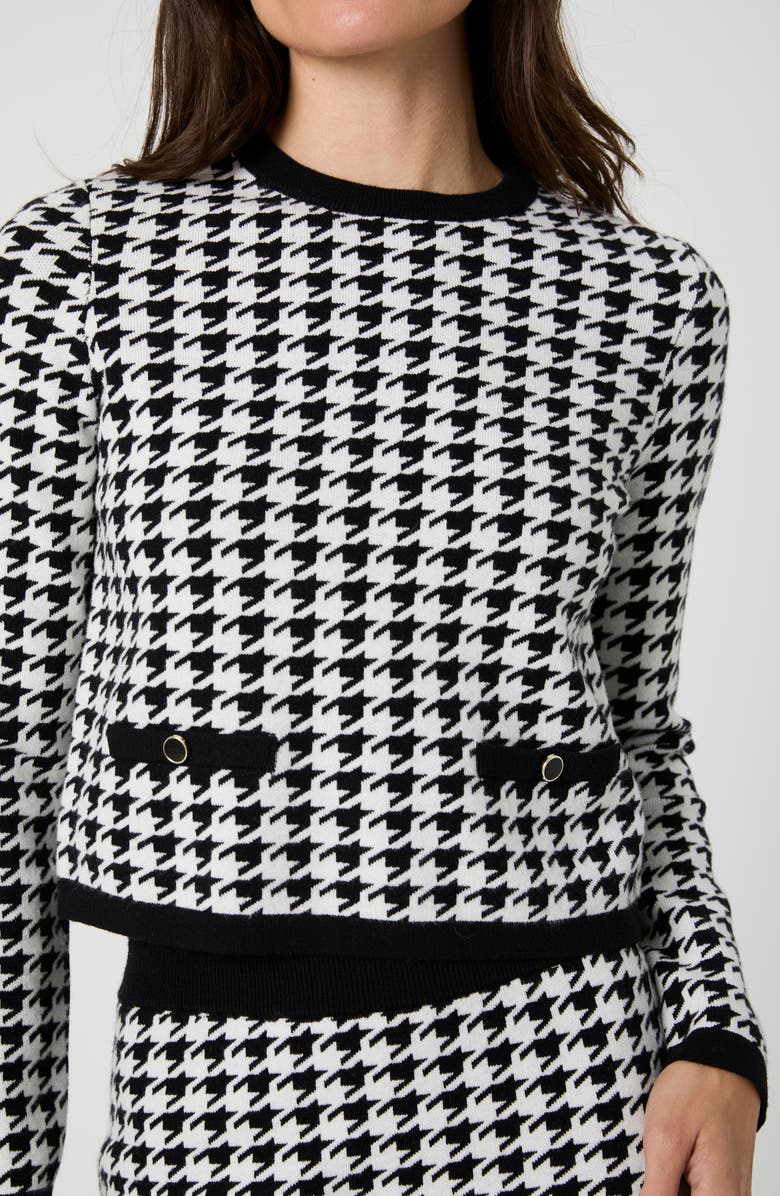 French Connection Houndstooth Jacquard Sweater, Alternate, color, Black/ White Houndstooth