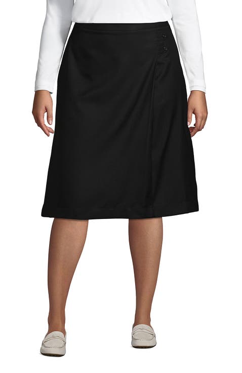 Plus Solid A-line Skirt Below the Knee