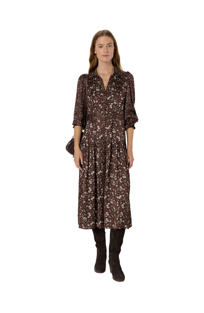GERARD DAREL Lolita Long Sleeve Shirt Dress, Alternate, color, Brown