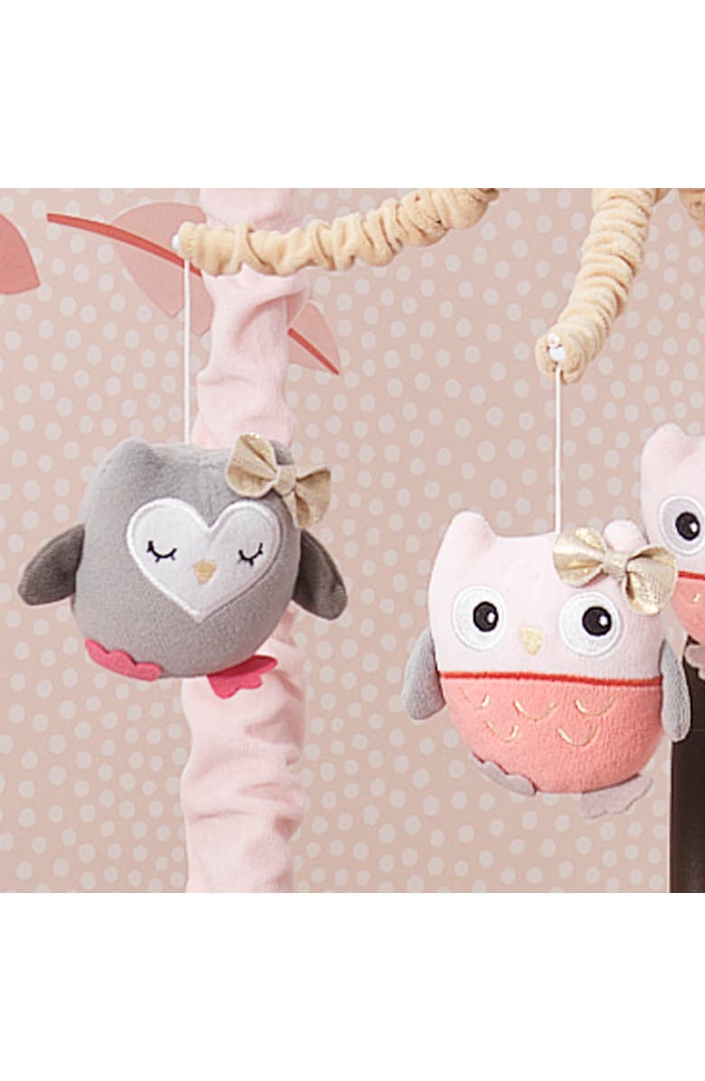 Lambs & Ivy Family Tree Owl Musical Baby Crib Mobile, Alternate, color, Coral