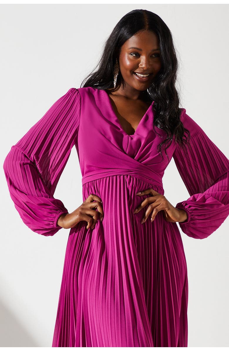 Coast Pleated Wrap Front Dress, Alternate, color, Magenta