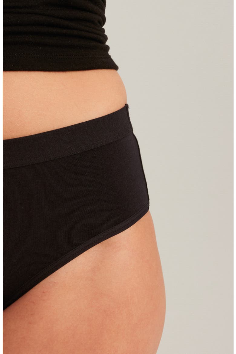 Period & Leakproof Regular Absorbency Stretch Cotton Brief, Alternate, color, VOLCANIC BLACK