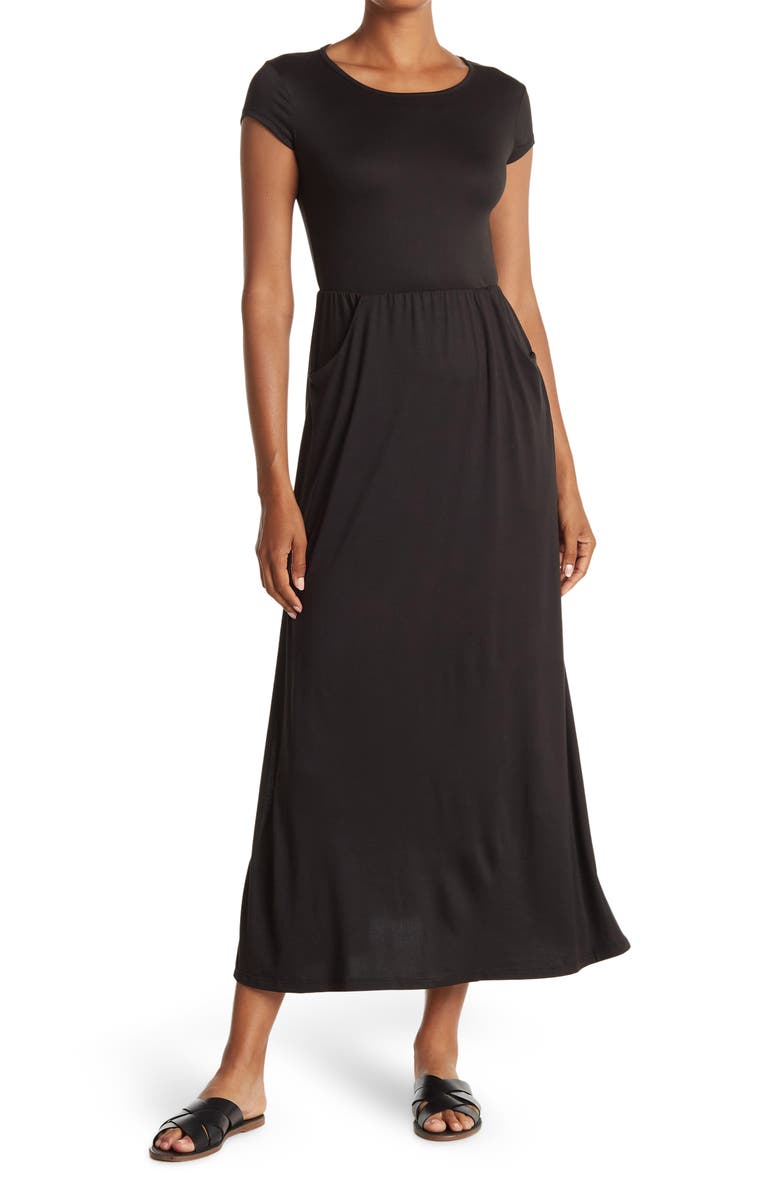 Velvet Torch Crew Neck Pocket Maxi Dress, Main, color,