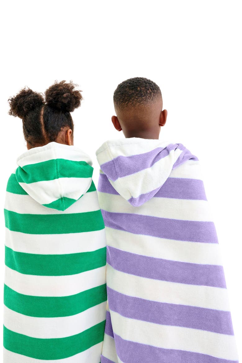 Kids Stripe Hoodie Towel, Alternate, color, Iris White Stripe