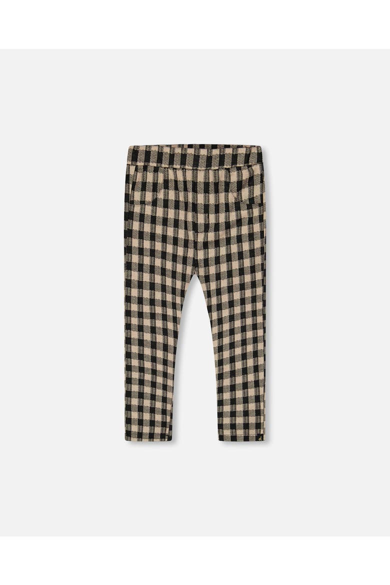 Little Girl's Treggings Plaid Black And Beige, Main, color, Plaid Black & Beige