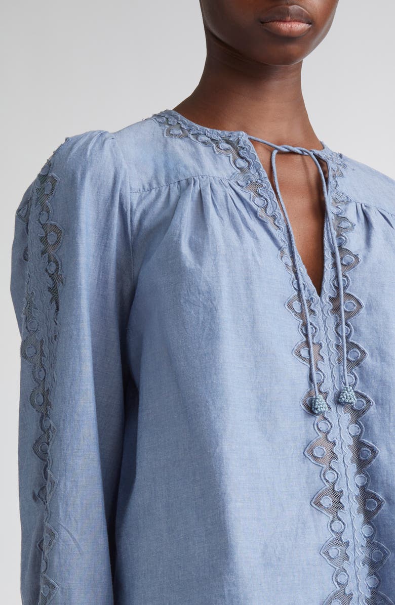 Ulla Johnson Kady Appliqué Top, Alternate, color, Chambray