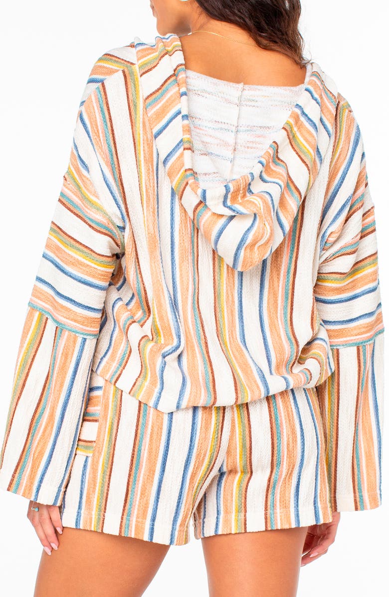 Roxy Rich Coast Stripe Crop Hoodie, Alternate, color, Camel