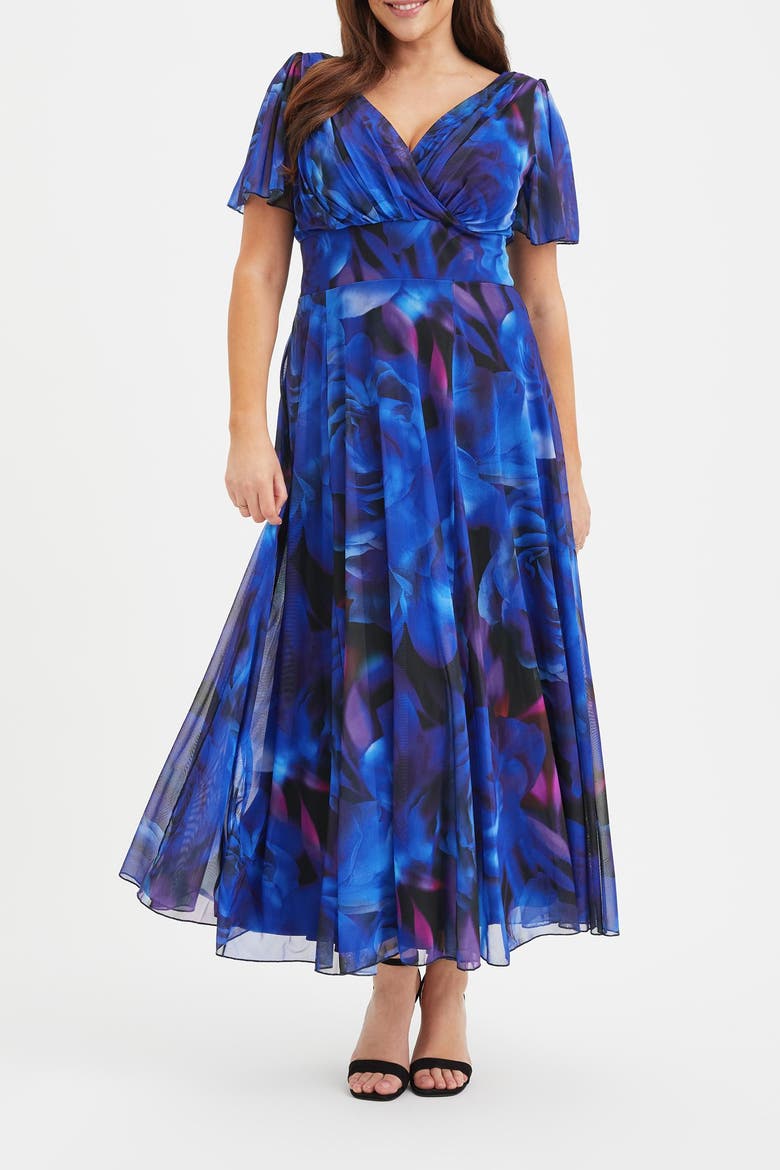 Isabelle Rose Angel Sleeve Maxi Dress, Alternate, color, Blue Rose