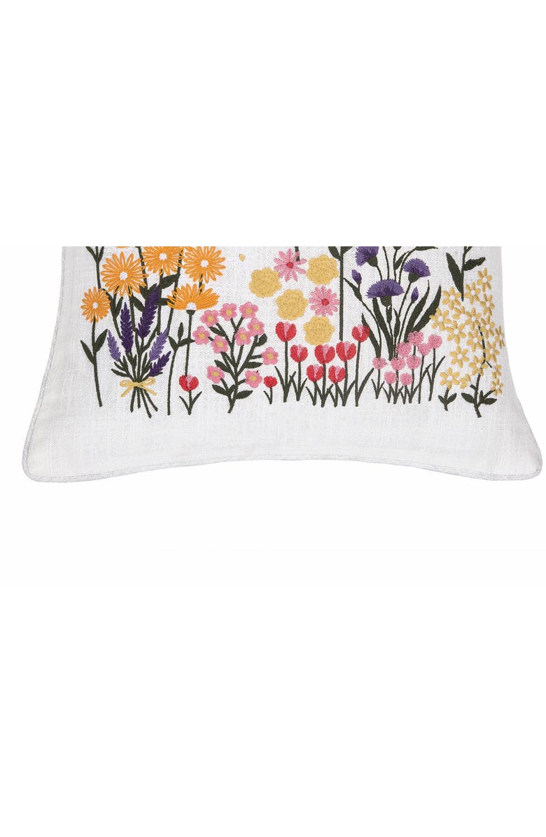 C&F Home Bumble Bee & Flower Garden Embroidered Accent Throw Pillow 16" x 16", Alternate, color, White