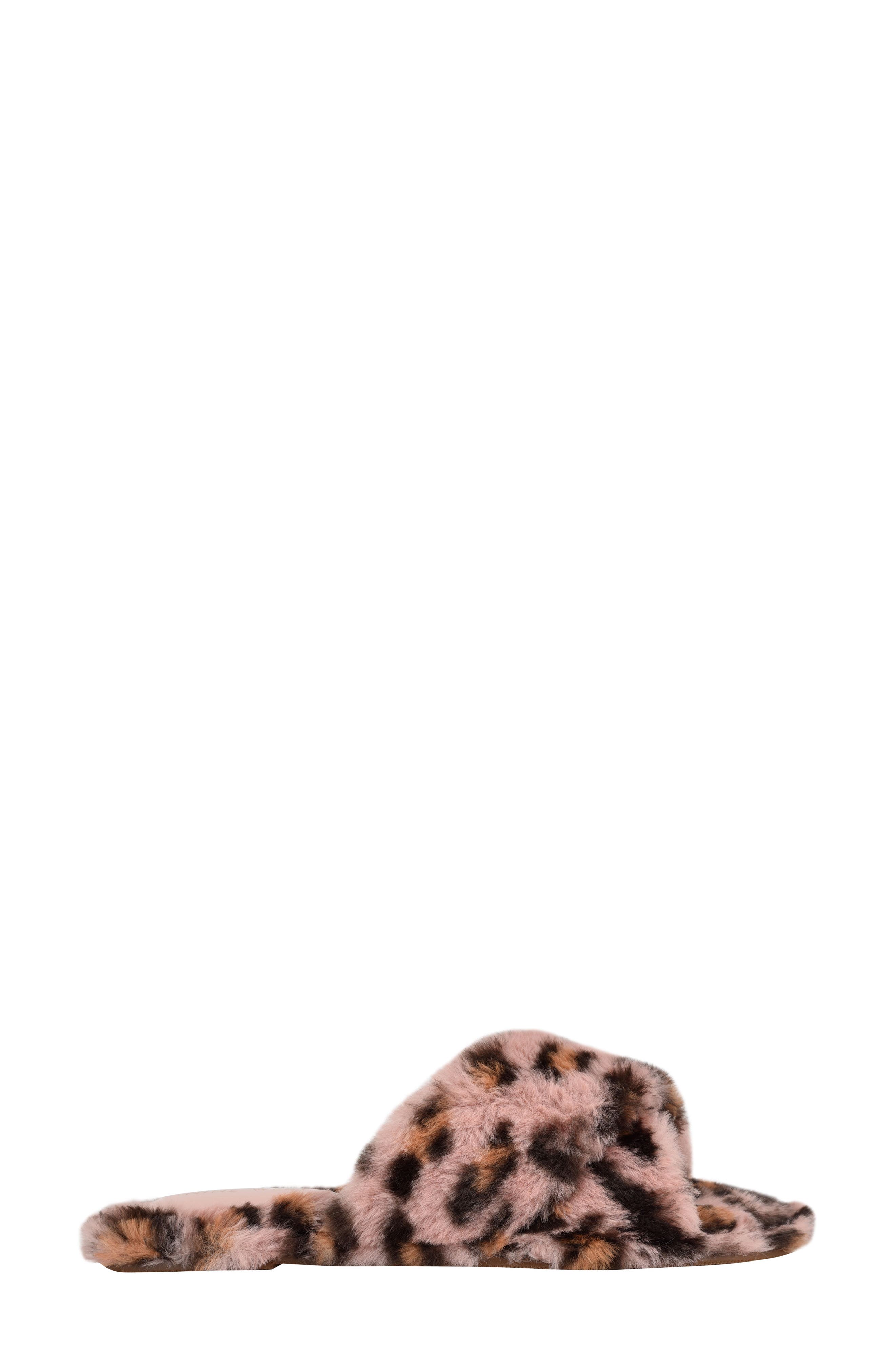 Cozy Faux Fur Slipper, Alternate, color, PINK LEOPARD