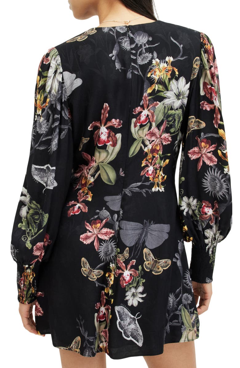 AllSaints Auden Sanibel Floral & Floral Jacquard Long Sleeve Dress, Alternate, color,