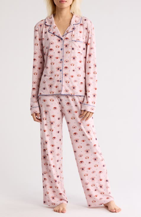 Quiet Night Long Sleeve Button-Up Top & Pants Pajamas