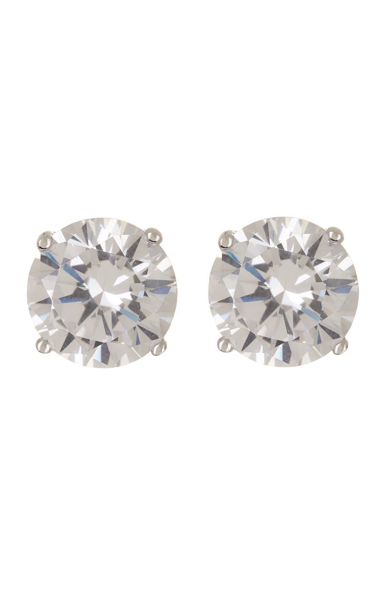 NORDSTROM RACK Sterling Silver Round Cut CZ Studs - 8.00 ctw, Main, color, Clear/Silver