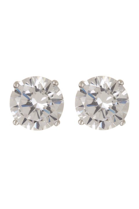 Sterling Silver Round Cut CZ Studs - 8.00 ctw