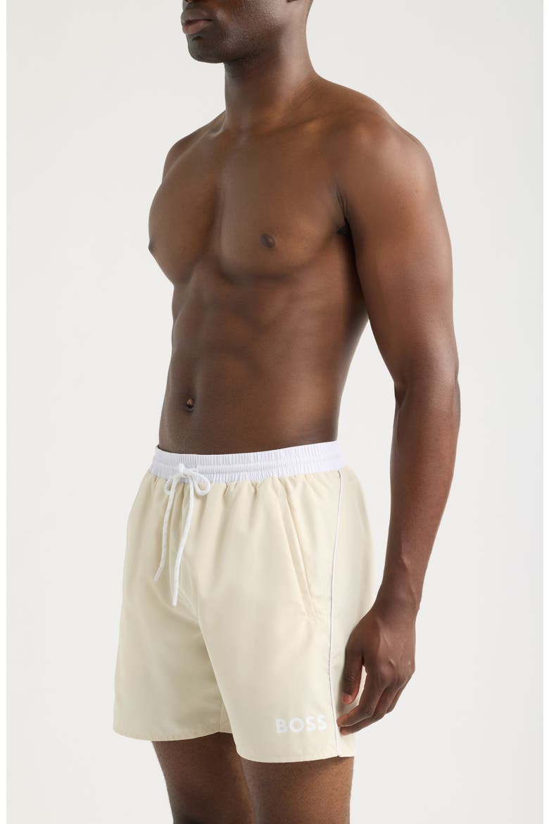 Starfish Graphic Logo Swim Trunks, Alternate, color, OPEN WHITE