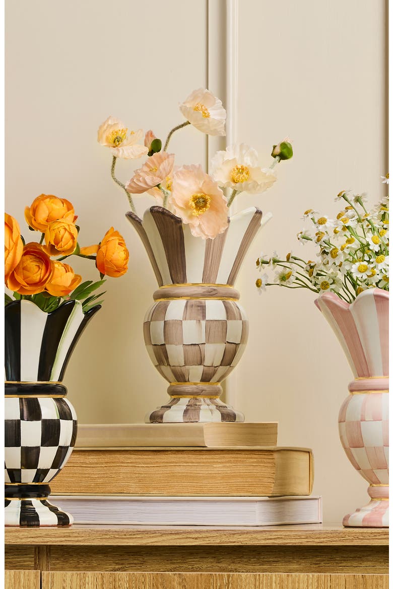 Mocha Check Small Great Vase, Alternate, color, BROWN