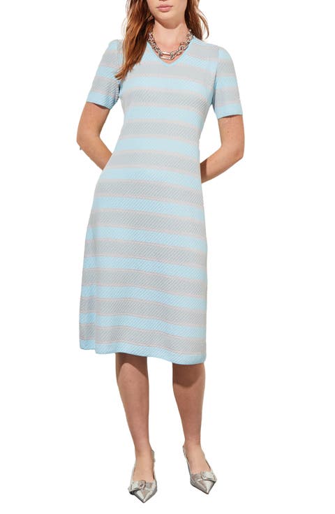 Stripe Jacquard Midi T-Shirt Dress