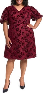 Eliza J Lace & Velvet A-Line Dress