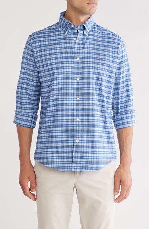 Regular Fit Plaid Stretch Button-Down Dress Shirt