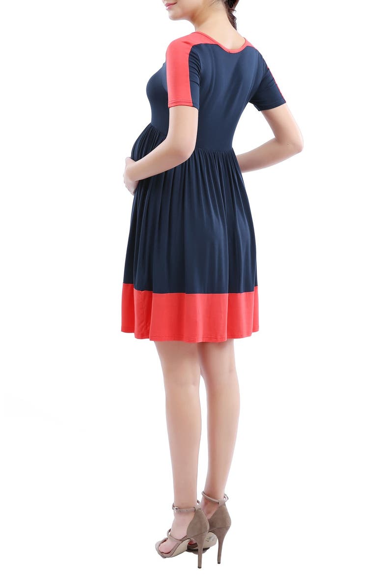 'Amelia' Colorblock Maternity Skater Dress, Alternate, color, NAVY