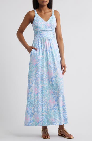 knee length dresses for ladies Lilly Pulitzer Essie Maxi Long Dress – White Chocolate Couture
