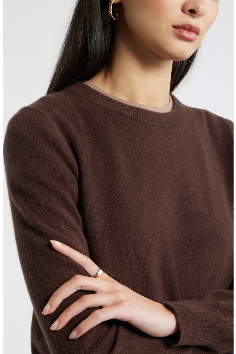 Crewneck Cashmere Sweater, Alternate, color, BROWN MOLE