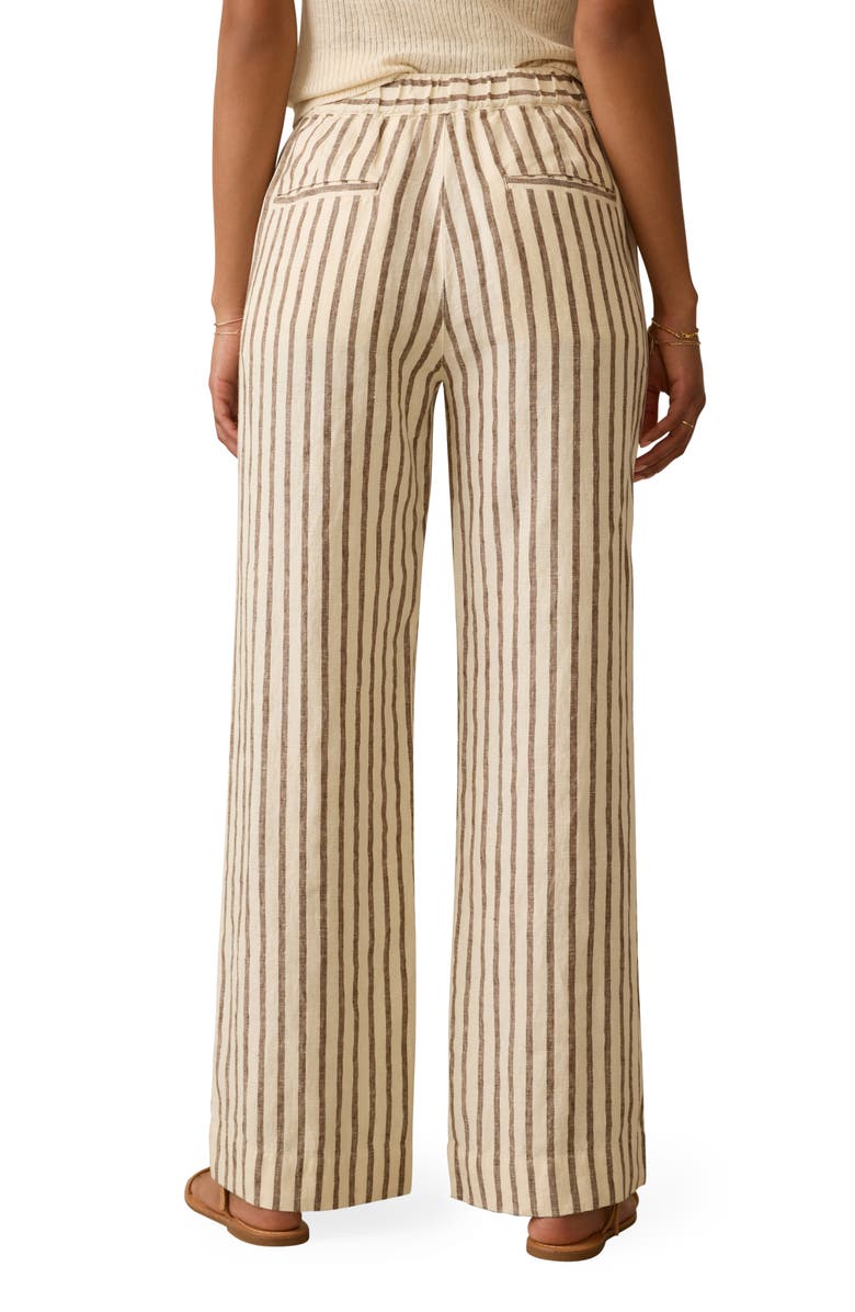 Faherty Sun Strider Wide Leg Linen Pants, Alternate, color, Cocoa Grove Stripe
