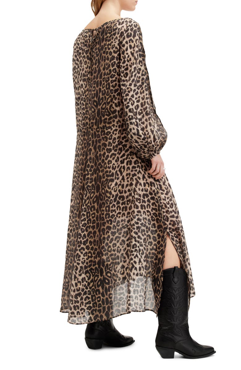 AllSaints Jane Long Sleeve Leopard Print Dress, Alternate, color,