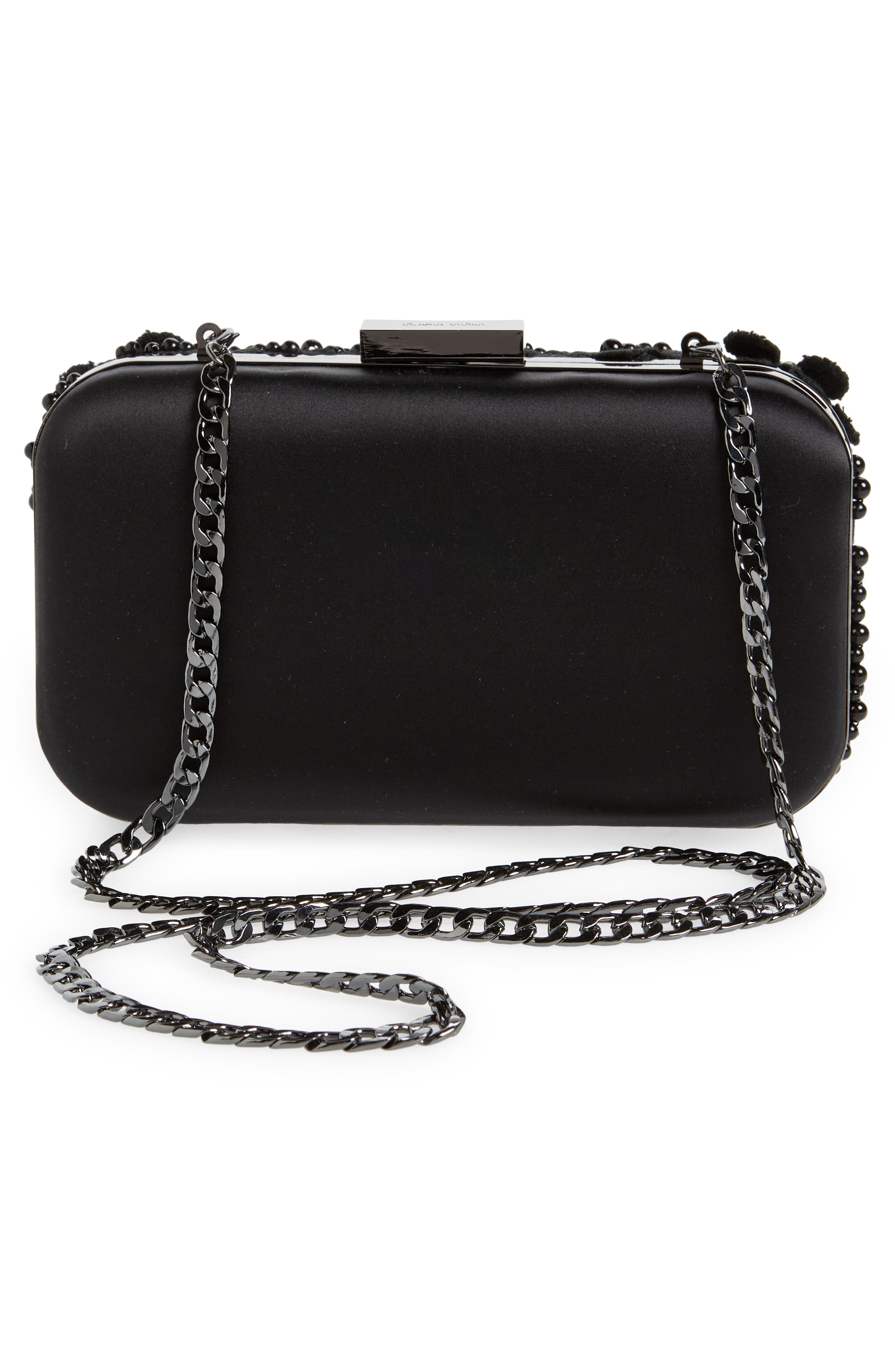 Olga Berg Beth Bead & Crystal Clutch, Alternate, color, Black