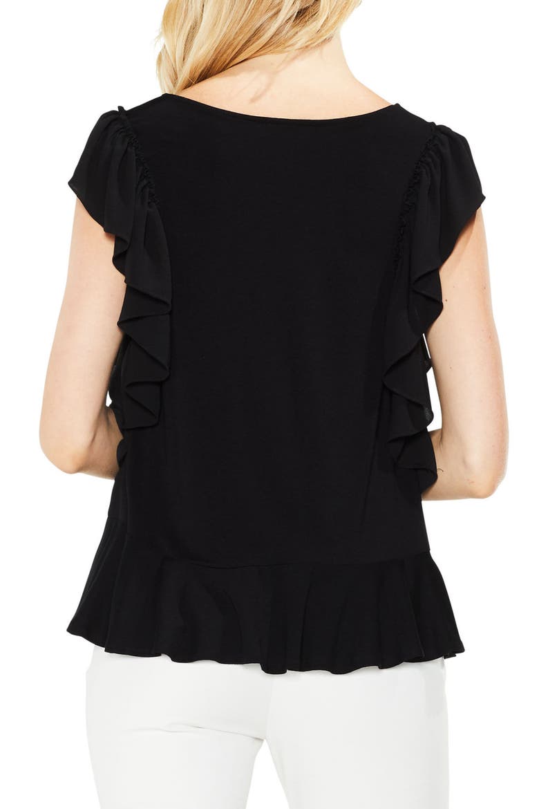 Ruffle Sleeve Mix Media Top, Alternate, color, RICH BLACK