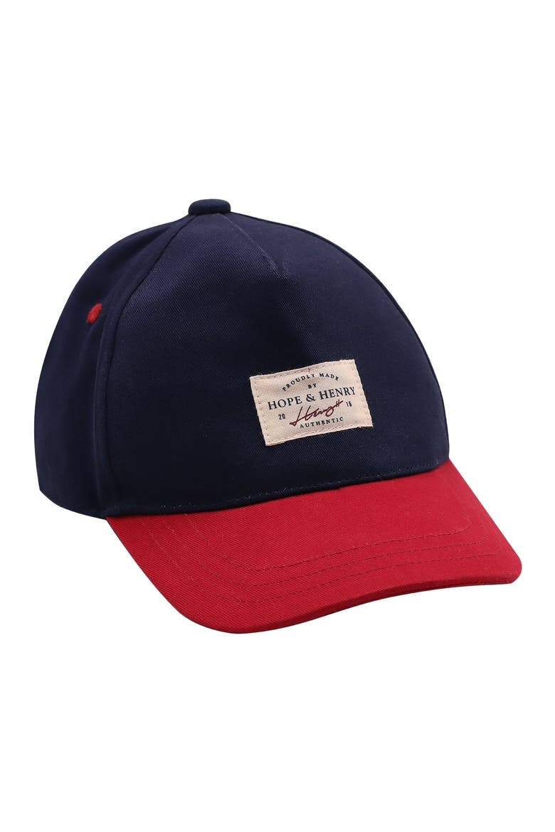 Boys' Authentic Ball Cap With Logo, Kids, Main, color, Navy and Red