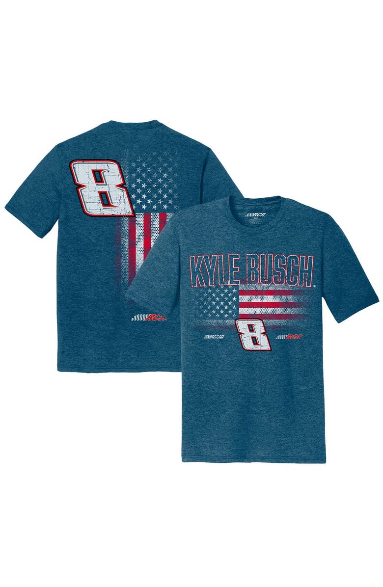 NASCAR Men's Richard Childress Racing Team Collection Heather Blue Kyle Busch Flag Tri-Blend T-Shirt, Alternate, color, Heather Blue